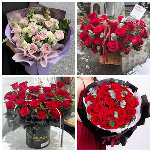 宜春靖安铜鼓丰城樟树高安市花店同城配送女友生日情人节玫瑰花束