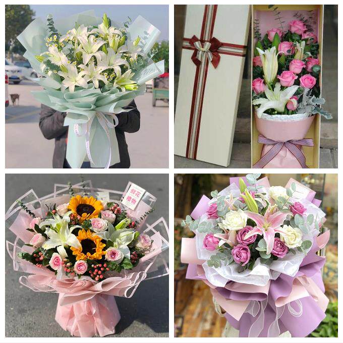 酒泉市肃州区金塔瓜州肃北县鲜花店同城配送老婆香水百合玫瑰花束