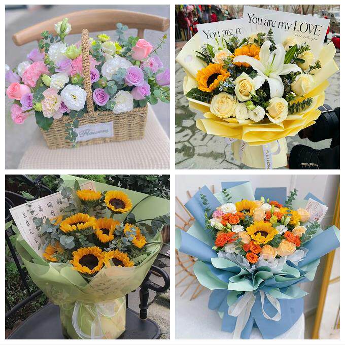 山西吕梁市交口县孝义市汾阳市同城鲜花店向日葵玫瑰混搭生日花束