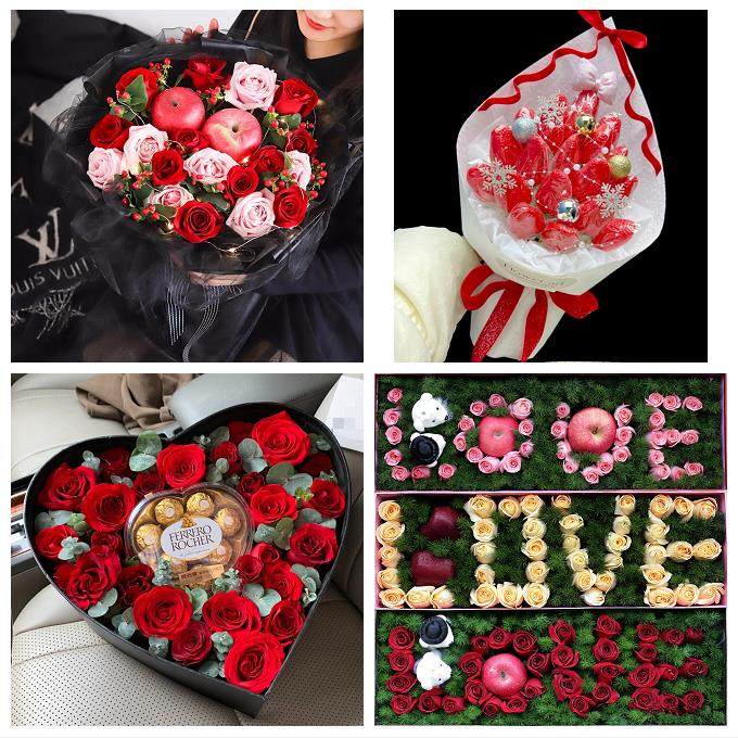 送昆明市宜良县石林县嵩明县同城鲜花店送女友平安夜圣诞玫瑰礼盒