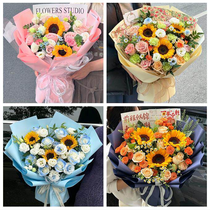 新乡市红旗卫滨凤泉区牧野区同城鲜花店成人礼高考向日葵玫瑰花束