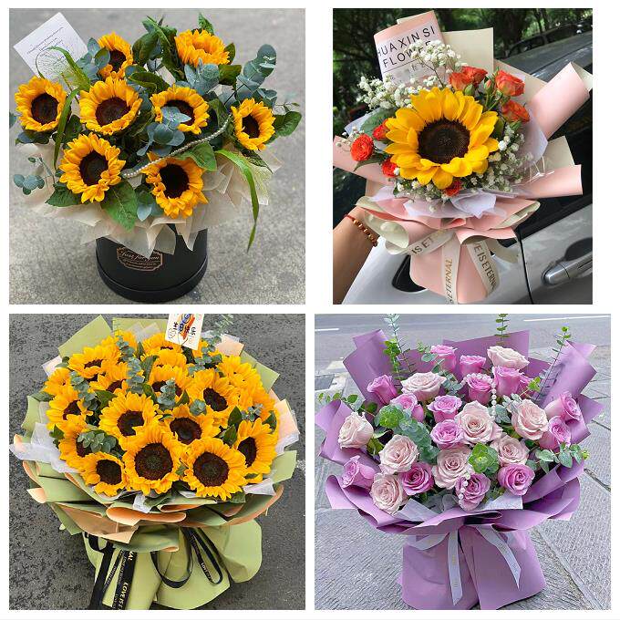 黑龙江鸡西市鸡东县虎林密山市同城鲜花店向日葵玫瑰混搭生日花束