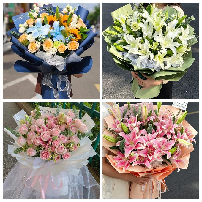 菏泽市巨野郓城县鄄城东明县鲜花店同城配送朋友生日玫瑰百合花束