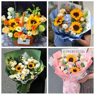 重庆市丰都县垫江武隆县忠县同城鲜花店成人礼高考向日葵玫瑰花束