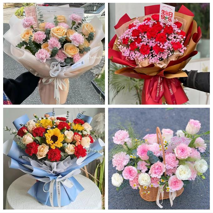 咸阳市秦都杨陵渭城区三原县鲜花店同城配送康乃馨玫瑰教师节花束