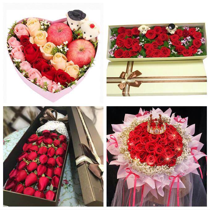 送深圳市光明新区公明龙华镇鲜花店同城配送平安夜圣诞节玫瑰礼盒