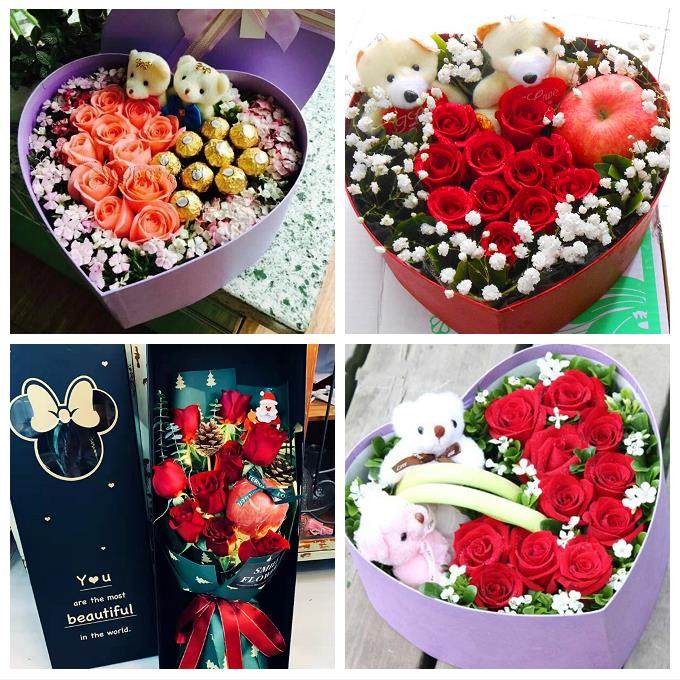 连云港市东海县灌云县灌南县鲜花店同城配送平安夜圣诞节玫瑰礼盒