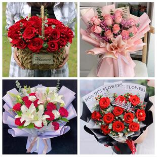 送云南省丽江市华坪县宁蒗县同城鲜花店情人节表白送玫瑰花束礼盒