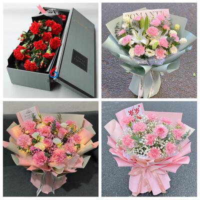 石家庄市井陉正定行唐灵寿县同城鲜花店订38妇女节康乃馨百合花束