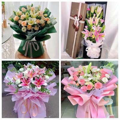 霍尔果斯伊宁市奎屯市塔城市鲜花店同城配送老婆香水百合玫瑰花束