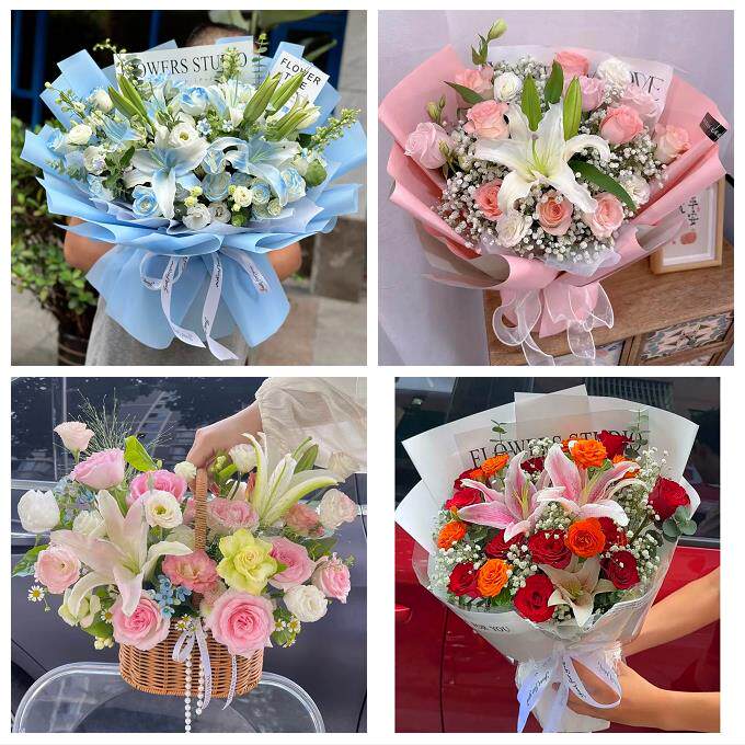 黑龙江佳木斯市向阳区前进郊区鲜花店同城送玫瑰香水百合生日花束