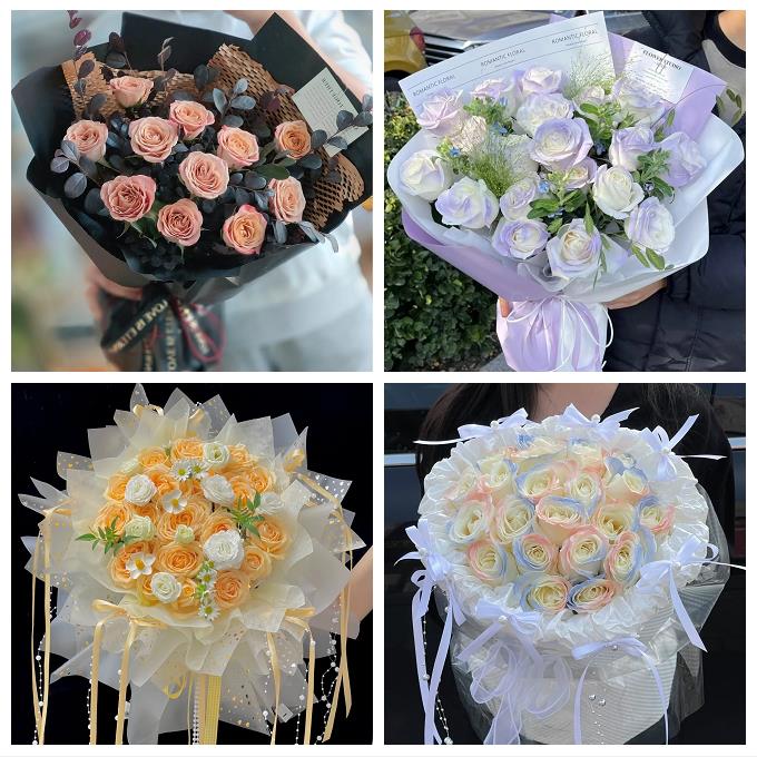 太原市清徐阳曲娄烦县古交市鲜花店卡布碎冰蓝紫玫瑰花束同城配送