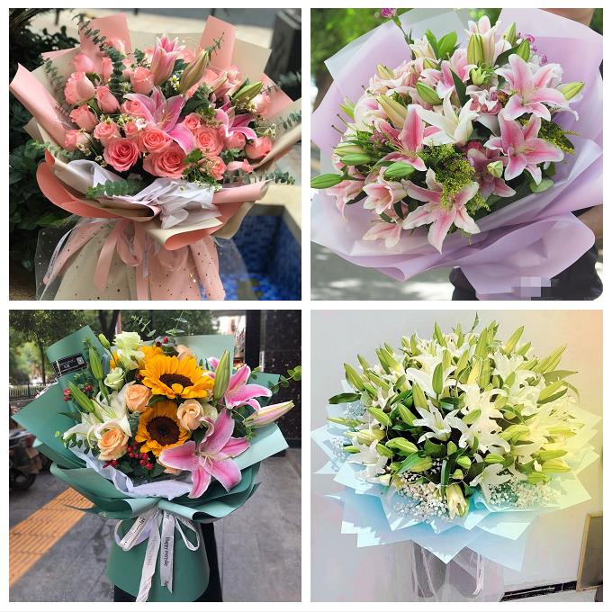 云南玉溪市通海县华宁县易门县同城鲜花店送老婆玫瑰百合生日花束