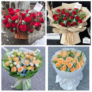 文山州文山县砚山西畴麻栗坡花店同城配送女友生日情人节玫瑰花束