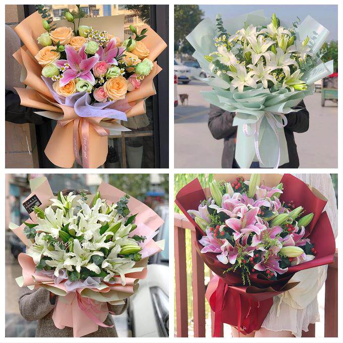 送济南市历下区市中区槐荫区鲜花店同城配送老婆香水百合玫瑰花束