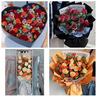 吉林吉林市桦甸市舒兰市磐石市同城鲜花店送女友生日圣诞玫瑰花束