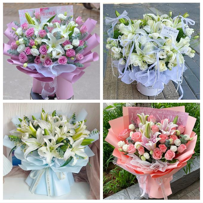 南通市如东启东如皋市海门市鲜花店同城配送朋友生日玫瑰百合花束