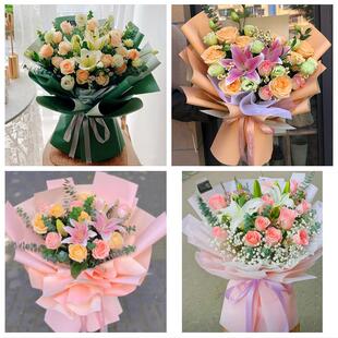 送银川市永宁县贺兰县灵武市鲜花店同城配送老婆香水百合玫瑰花束