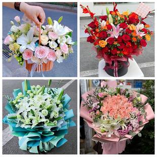 广西南宁市兴宁区青秀区江南区鲜花店同城送玫瑰香水百合生日花束