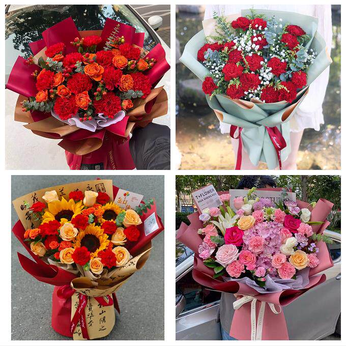 天津南开向阳路嘉陵道王顶堤同城鲜花店订38妇女节康乃馨百合花束