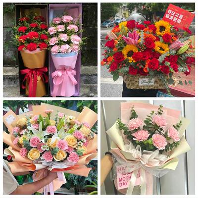 北京市丰台区新村长辛店云岗鲜花店订康乃馨百合花束同城配送长辈