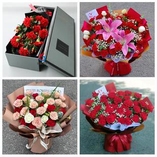 承德市双桥双滦鹰手营子矿区同城鲜花店订38妇女节康乃馨百合花束