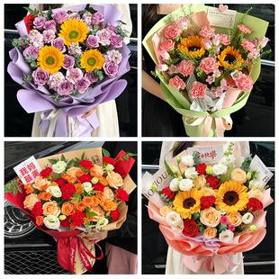 送周口市太康县鹿邑县项城市同城鲜花店父亲节向日葵花束男士生日