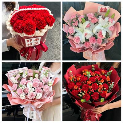 上海市普陀区长风新村长寿路同城鲜花店送长辈康乃馨百合生日花束