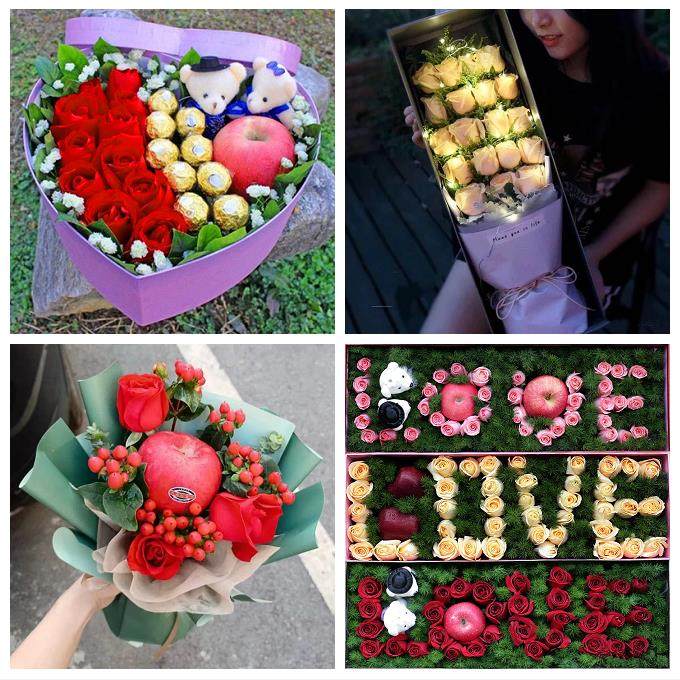 天津市西青区精武大寺王稳庄鲜花店同城配送平安夜圣诞节玫瑰礼盒