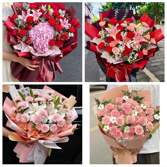 南充市顺庆高坪嘉陵区阆中市同城鲜花店送长辈康乃馨百合生日花束