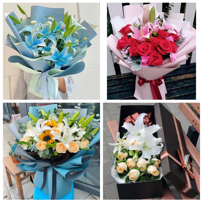 河南洛阳市老城区西工区瀍河区同城鲜花店送老婆玫瑰百合生日花束
