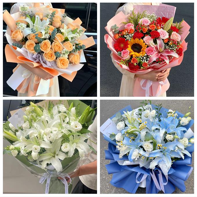 烟台市蓬莱招远栖霞市海阳市鲜花店同城配送朋友生日玫瑰百合花束