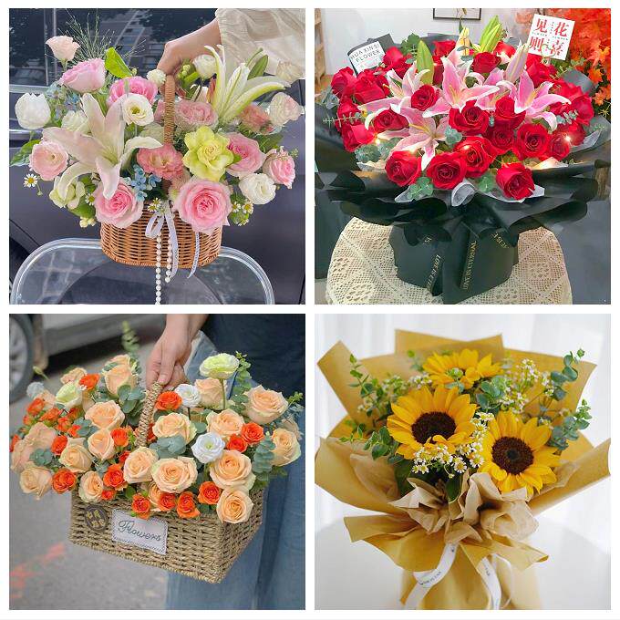 山东烟台市芝罘福山牟平莱山区同城鲜花店向日葵玫瑰混搭生日花束