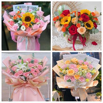 呼伦贝尔牙克石扎兰屯根河市花店同城送男女友领导玫瑰混搭鲜花束