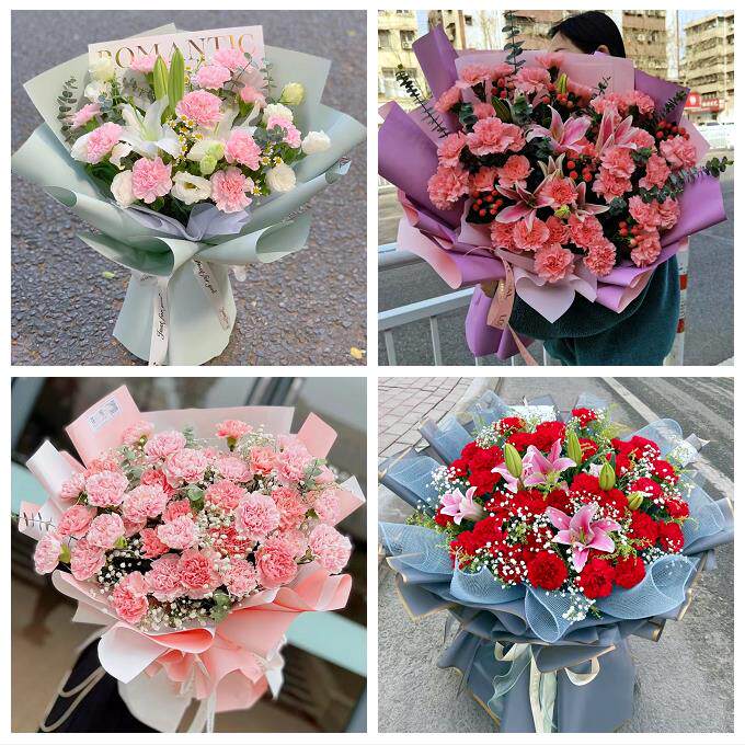烟台市蓬莱招远栖霞市海阳市鲜花店订康乃馨百合花束同城配送长辈