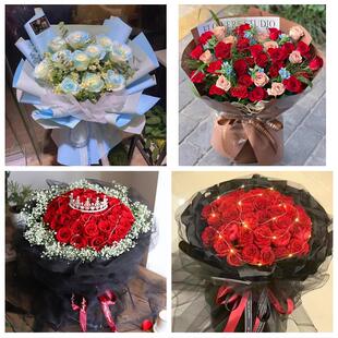 宜春袁州区奉新万载上高宜丰同城鲜花店情人节表白送玫瑰花束礼盒