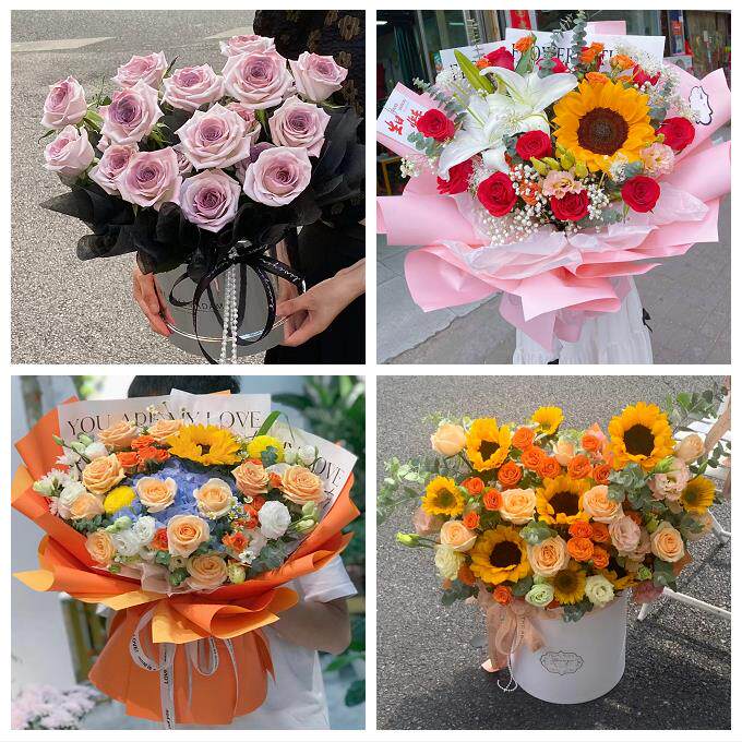 湖南怀化市辰溪县溆浦县会同县同城鲜花店向日葵玫瑰混搭生日花束