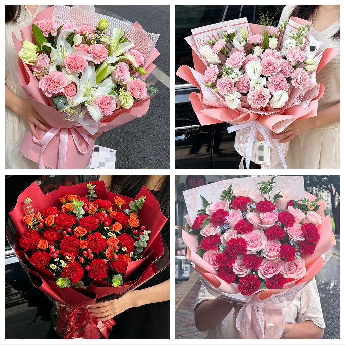 菏泽市巨野郓城县鄄城东明县同城鲜花店送长辈康乃馨百合生日花束