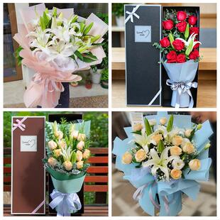 泸州市江阳区纳溪区龙马潭区鲜花店同城配送老婆香水百合玫瑰花束