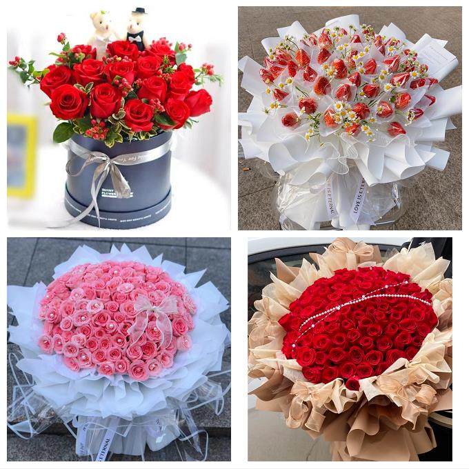 陕西咸阳市淳化县武功县兴平市同城鲜花店玫瑰草莓花束送女友闺蜜