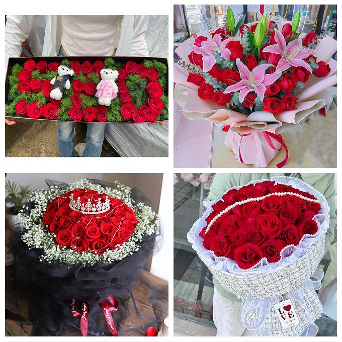 广东中山市三角镇横栏镇南头镇同城鲜花店七夕玫瑰花束送男女朋友