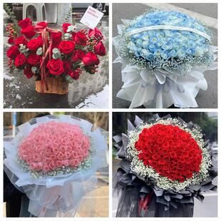 陕西咸阳市彬县长武县旬邑县花店同城配送女友生日情人节玫瑰花束