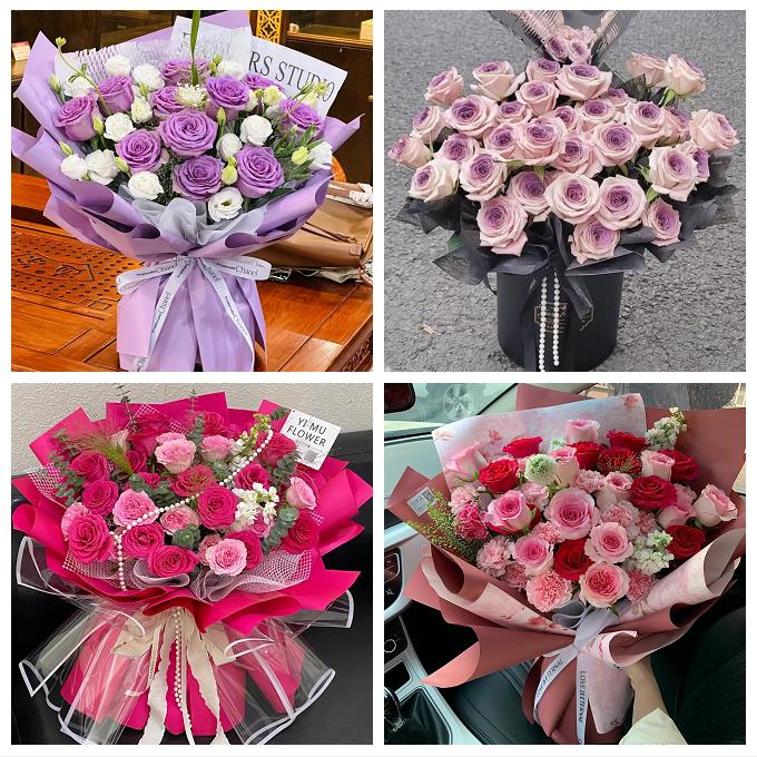 大同市城区矿区南郊区新荣区鲜花店卡布碎冰蓝紫玫瑰花束同城配送