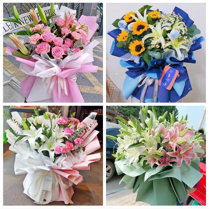 上海市奉贤区柘林海湾镇海港鲜花店同城配送老婆香水百合玫瑰花束