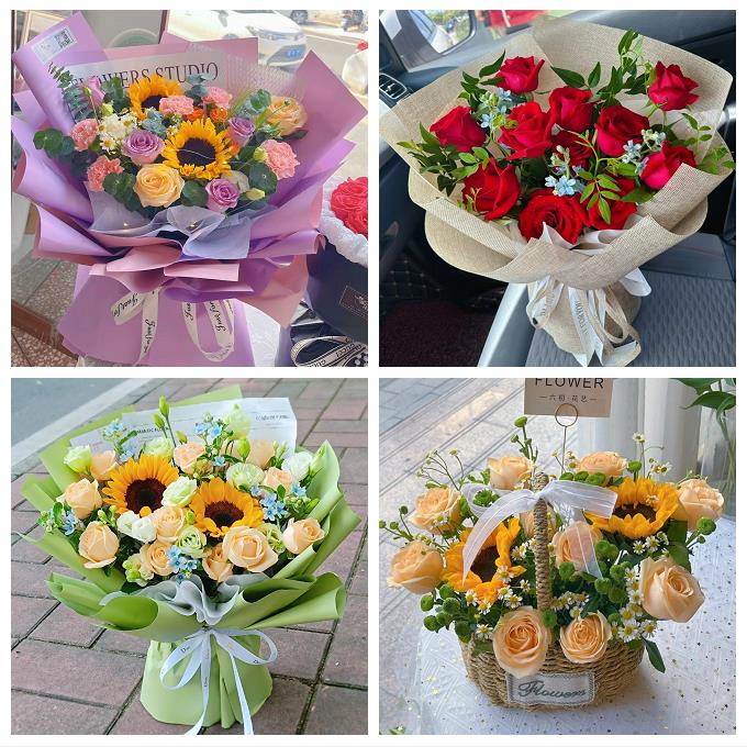 济宁市任城兖州区微山鱼台县鲜花店同城送女朋友玫瑰混搭生日花束