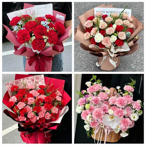 运城市平陆芮城县永济河津市同城鲜花店送父母亲节康乃馨百合花束