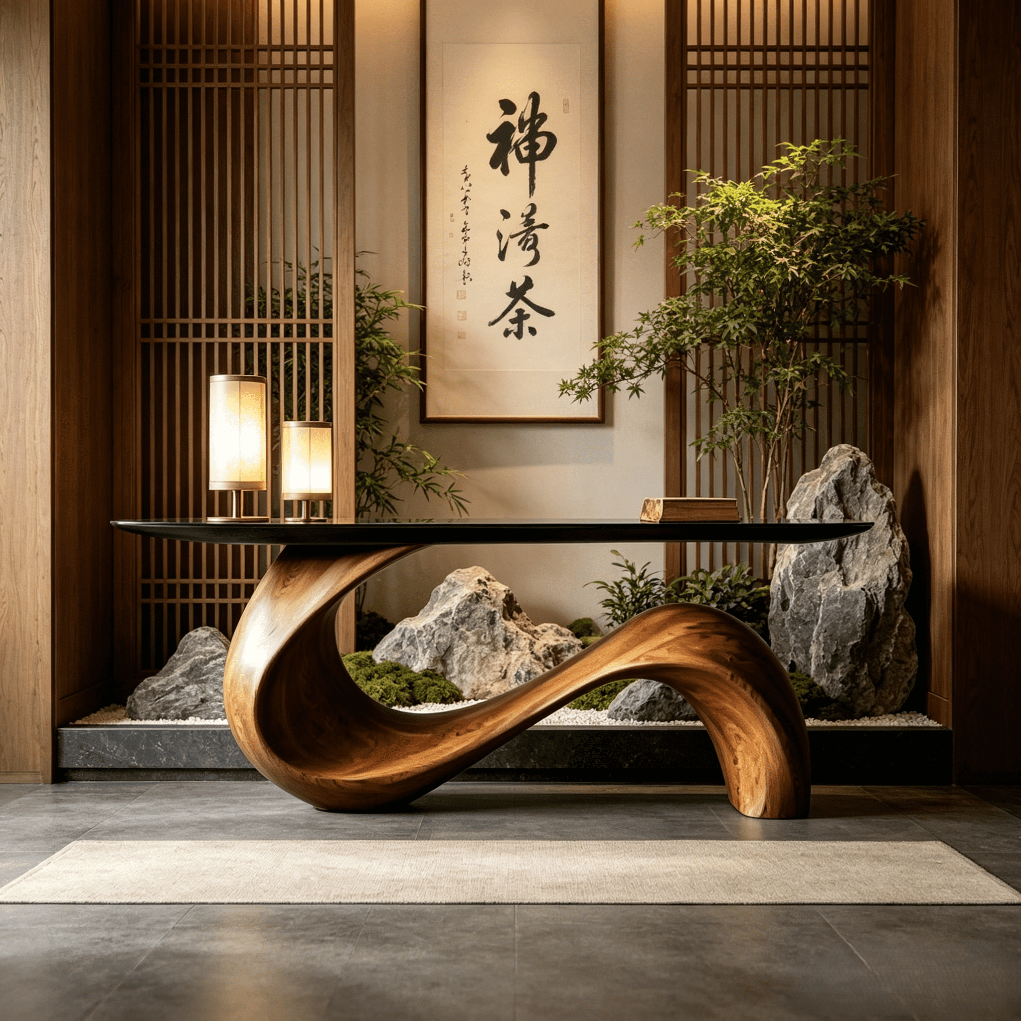 侘寂风实木玄关台玄关桌设计师款