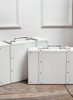 白色手提箱木质皮箱拍摄影道具橱窗展示陈列箱儿童拍照收纳箱直销