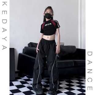 夏季新款潮酷女童美式辣妹机能风宽松运动休闲裤少儿爵士舞套装