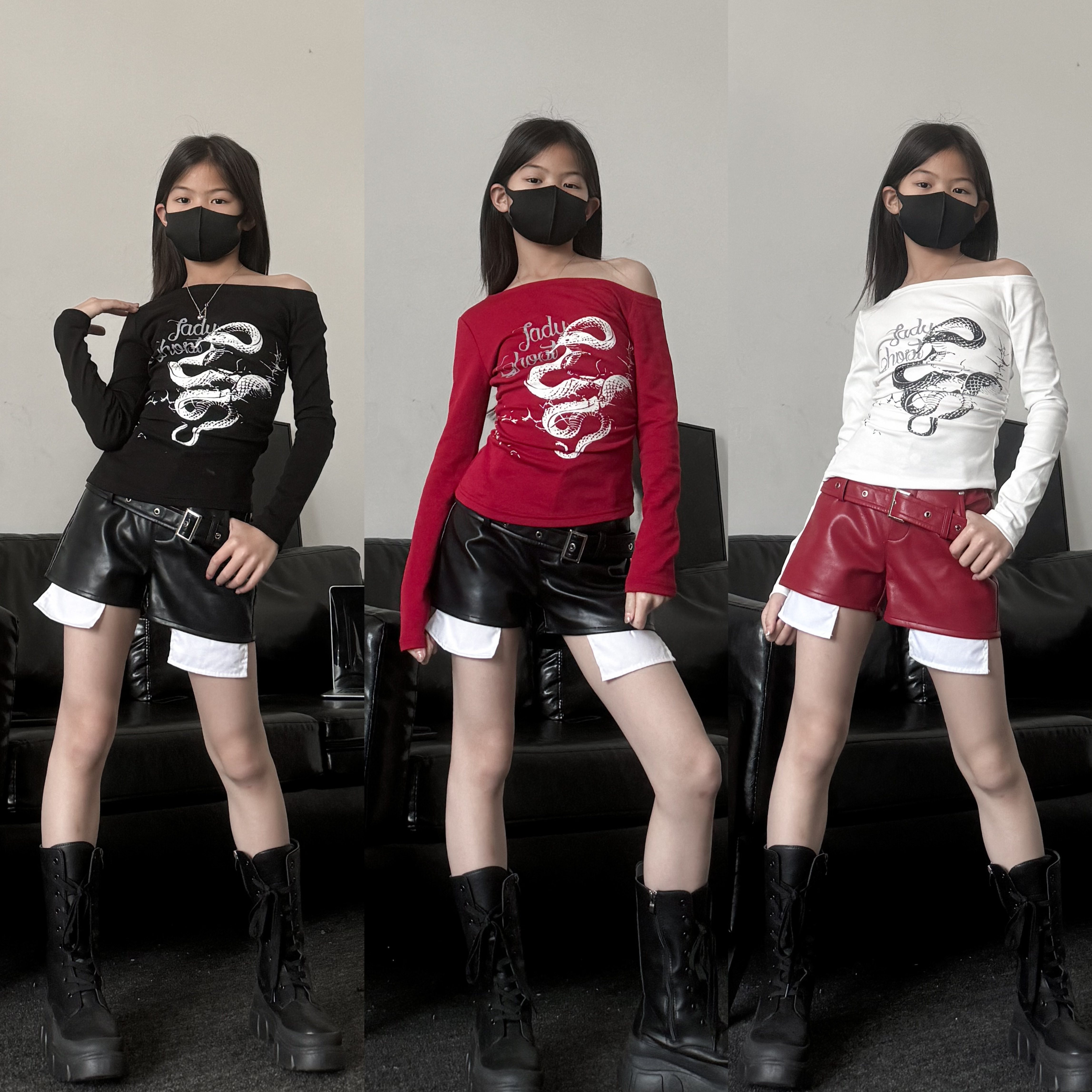 春夏新款童装女童美式洋气斜肩长袖T恤少儿潮酷女团爵士舞上衣,童装/婴儿装/亲子装,T恤,淘宝优惠券,粉丝福利购,淘宝优惠卷